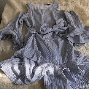 Ina White and Black Striped Dress